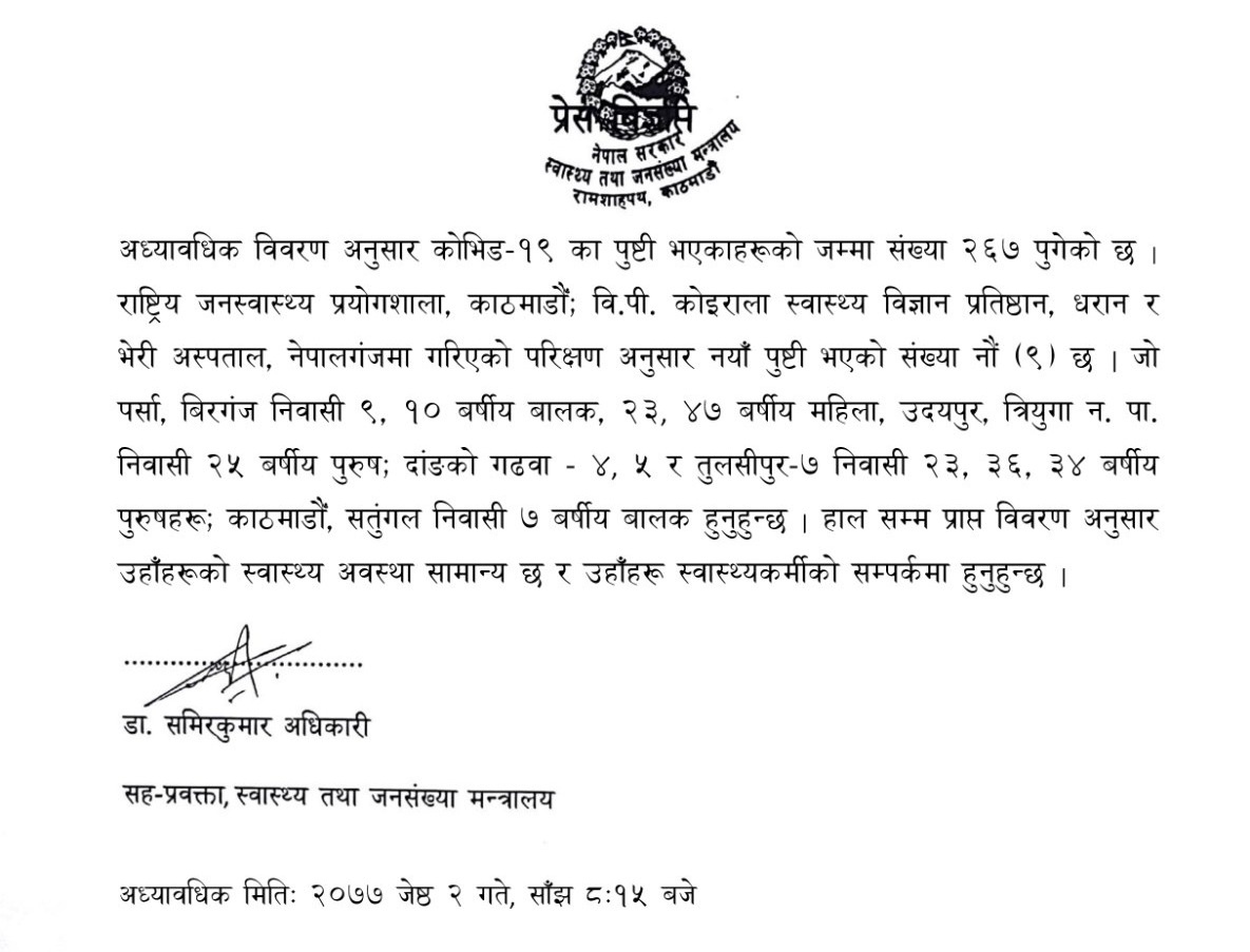 तीन बालकसहित थप नौ जनामा सङ्क्रमण